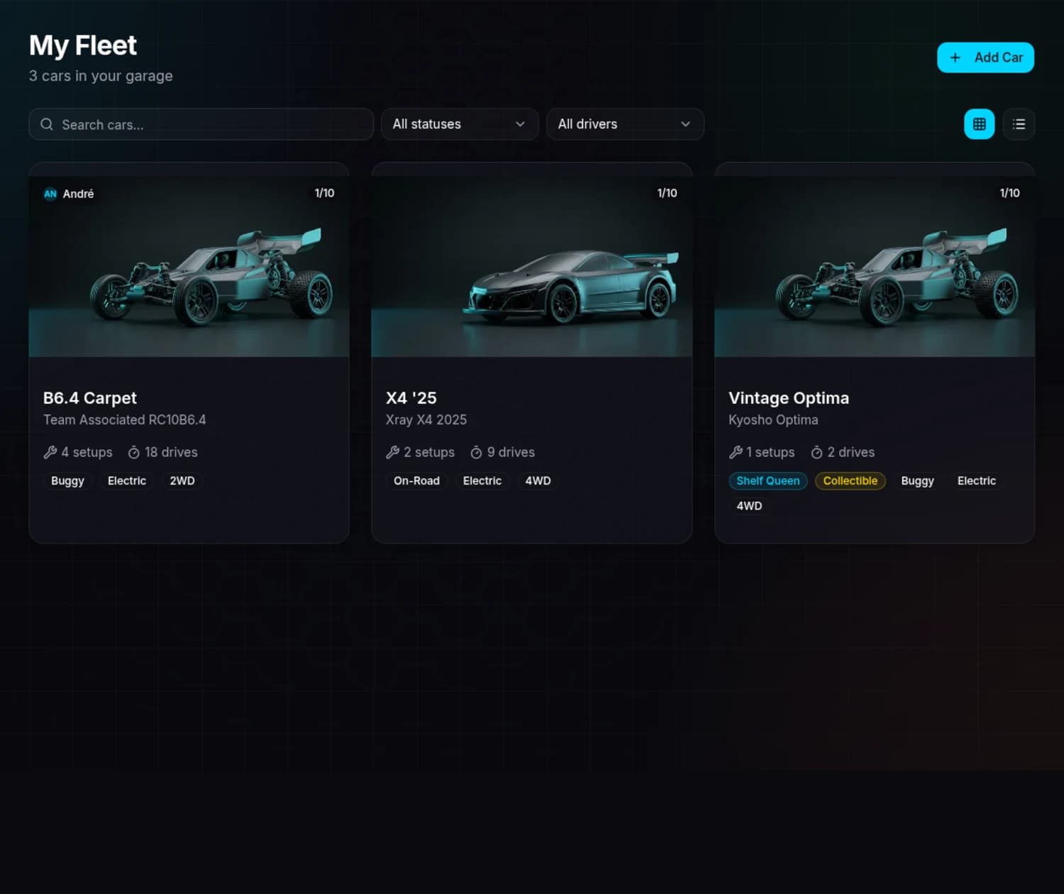The whole garage at a glance